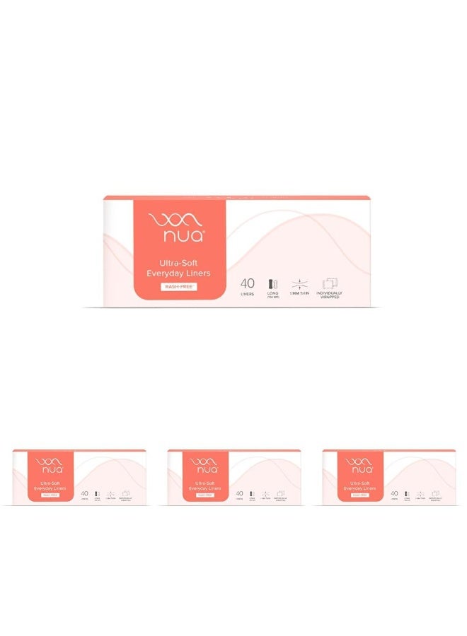 Nua Ultra-Soft Panty Liners For Women Daily Use - 40 Liners | 190mm Long | Rash-Free | Protection Against Leakage and Discharge | Keeps You Dry & Fresh All Day Long (Pack of 4) - Image 1