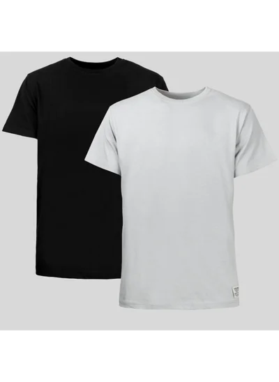Four Man 2 Pieces Men's 100% Cotton Standard Pattern Non-Wrinkle Plain Color Basic T-Shirt