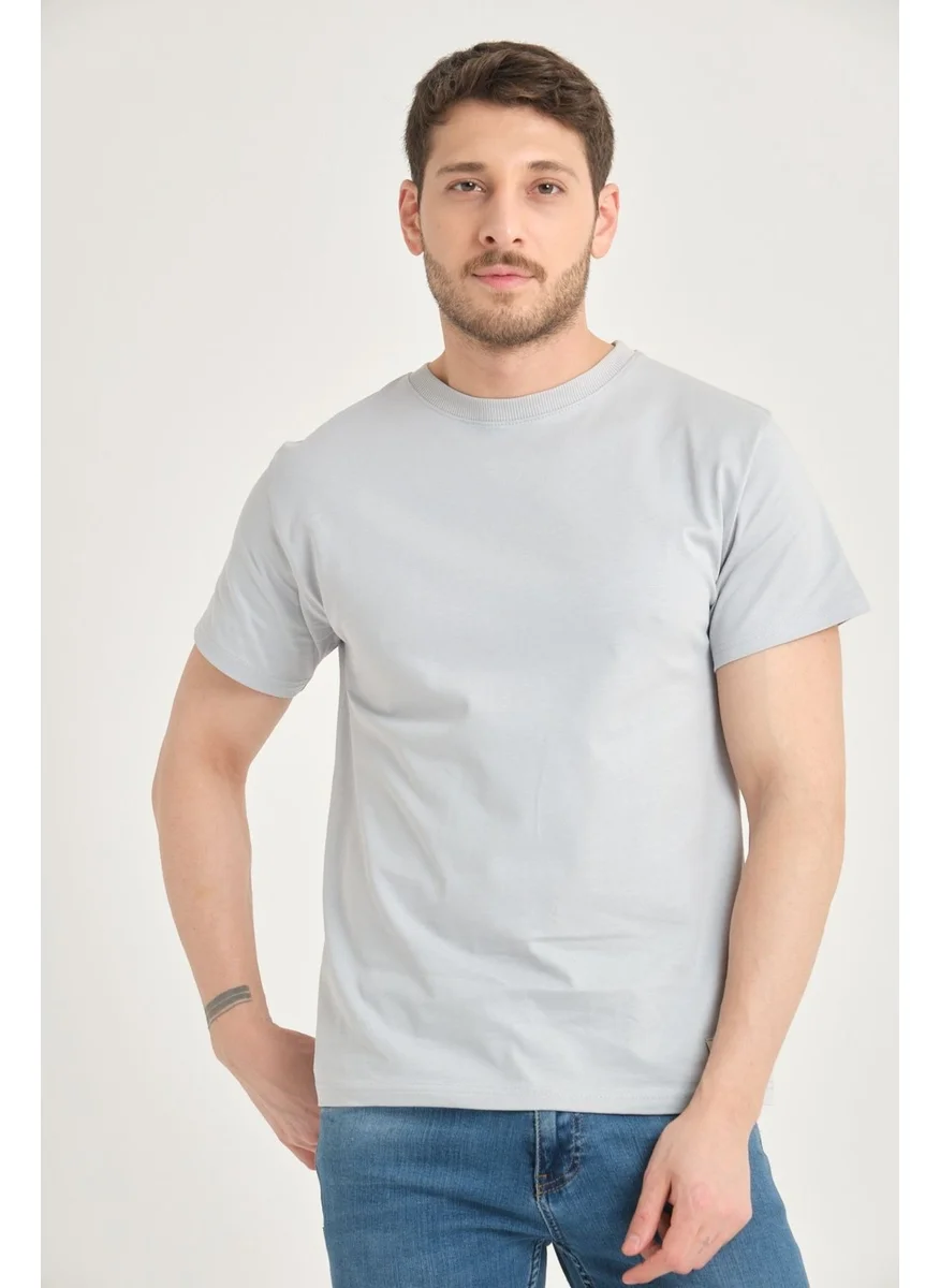 Four Man 2 Pieces Men's 100% Cotton Standard Pattern Non-Wrinkle Plain Color Basic T-Shirt