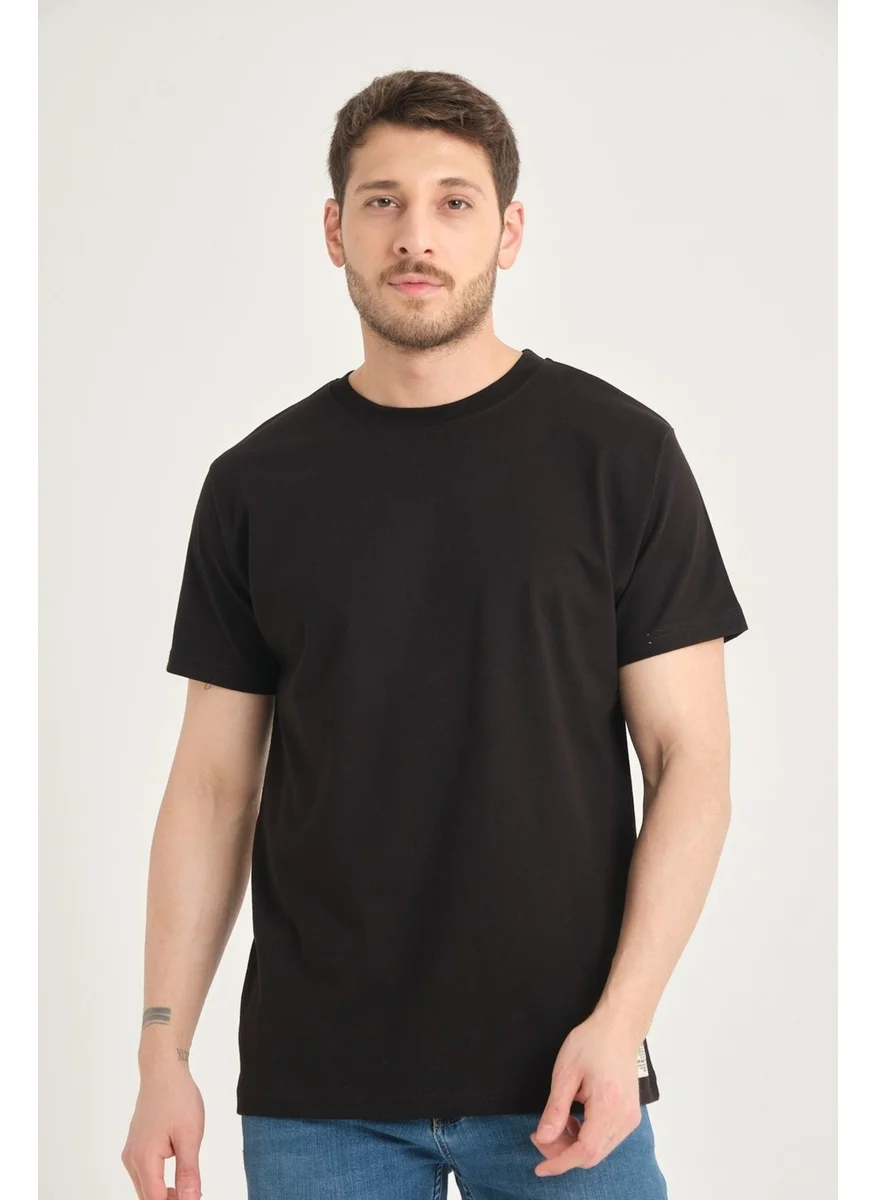 Four Man 2 Pieces Men's 100% Cotton Standard Pattern Non-Wrinkle Plain Color Basic T-Shirt