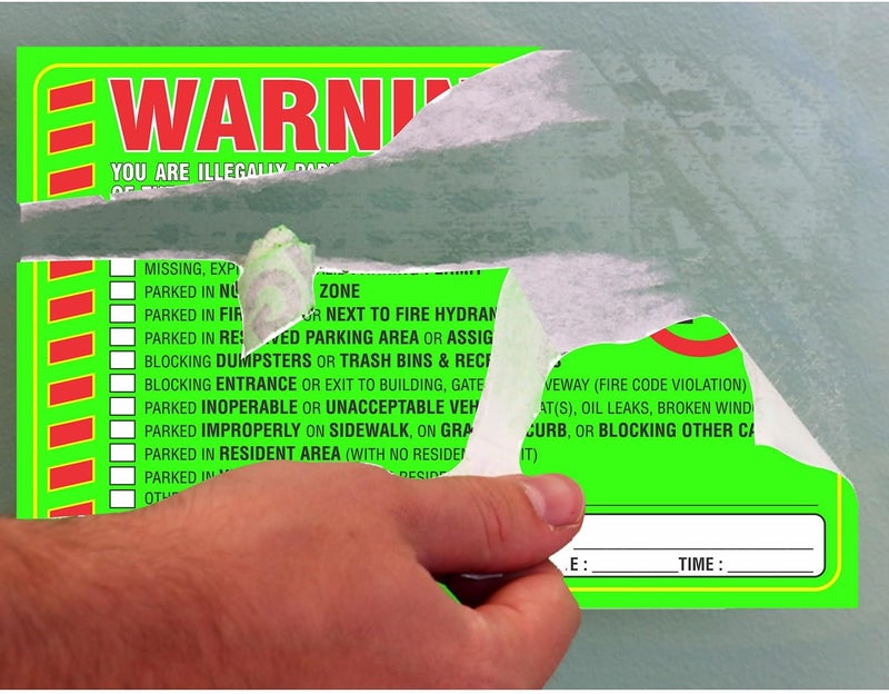 PARTH IMPEX Parking Violation Stickers Notice (Pack of 50) Tow Warning You are Illegally Parked Multi Reasons - Large Size 6" X 9" – Green - Image 3