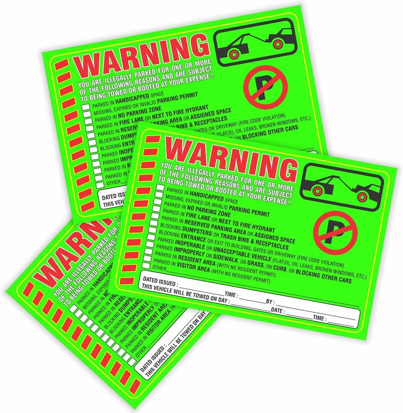 PARTH IMPEX Parking Violation Stickers Notice (Pack of 50) Tow Warning You are Illegally Parked Multi Reasons - Large Size 6" X 9" – Green - Image 5