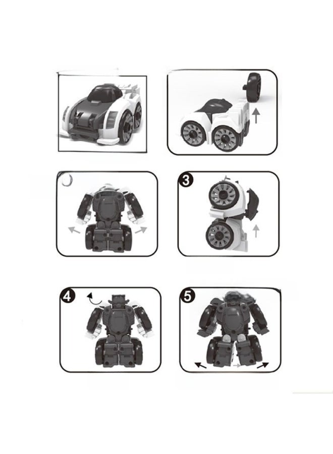 Mini Deformation Robot Children's Deformation Toy Car King Kong Mecha Q Version Car Man Boy Gift Wholesale-Color:Backless Wheel-white  Bagged - Image 4