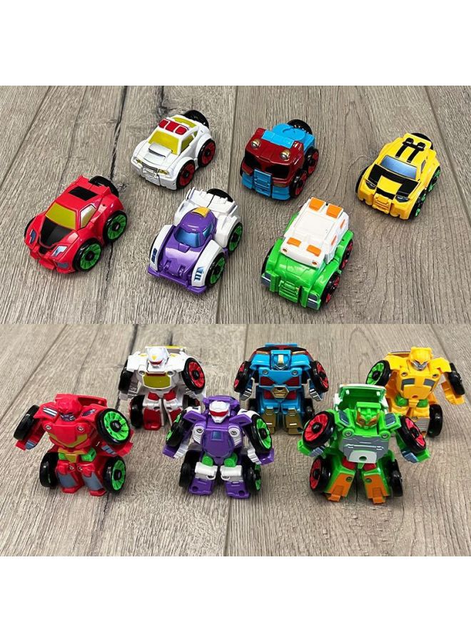 Mini Deformation Robot Children's Deformation Toy Car King Kong Mecha Q Version Car Man Boy Gift Wholesale-Color:Backless Wheel-white  Bagged - Image 3