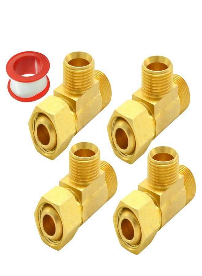 TT FLEX Brass Angle Stop Add-A-Tee Valve, 3/8 Inch Compression Inlet X 3/8 Inch Outlet, Pack of 4 - Image 1