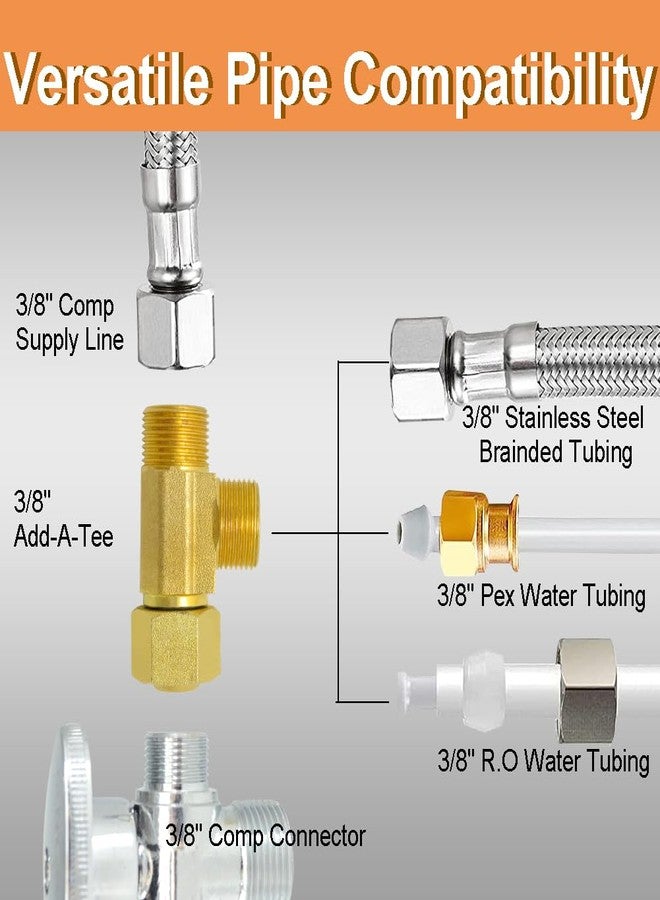 TT FLEX Brass Angle Stop Add-A-Tee Valve, 3/8 Inch Compression Inlet X 3/8 Inch Outlet, Pack of 4 - Image 5