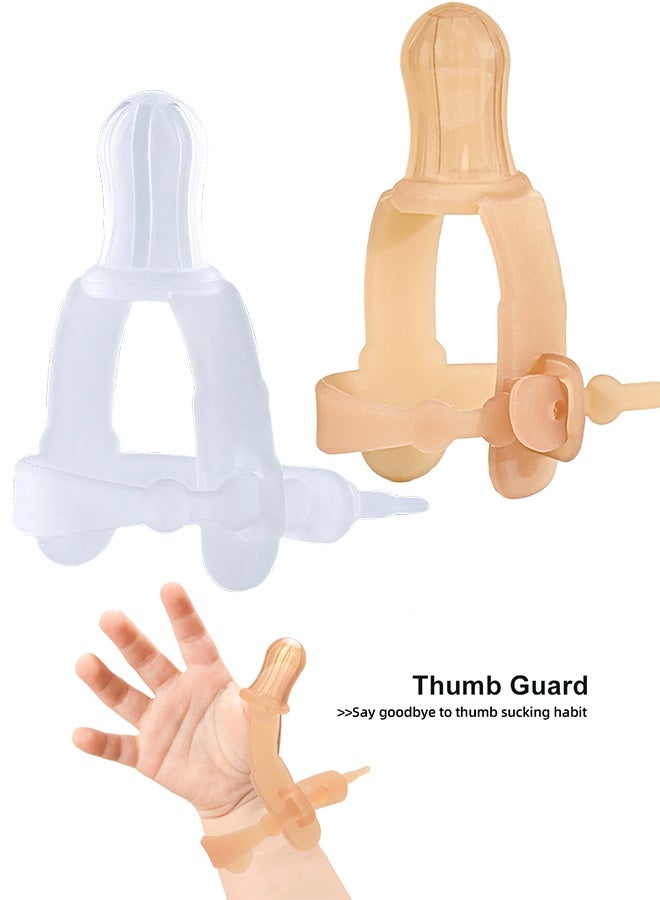 قطعتان من واقي الإبهام القابل للتعديل لمنع مص الإبهام، مجموعة علاج مص الإبهام من السيليكون للأطفال من عمر 3 إلى 36 شهرًا - Image 1