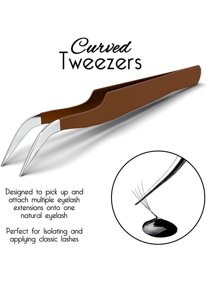 SIVOTE Ivote Lash Tweezers For Eyelash Extensions Hand Calibrated Straight & Curved Tip Pack Of 2 Chocolate - Image 4
