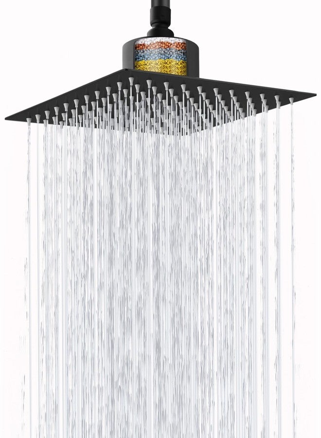 Nuodan Large Rain Shower Head with Filtered - 12" All Metal Square Rainfall Showerhead Filter for Remove Chlorine and Harmful Substances, Matte Black - Image 1