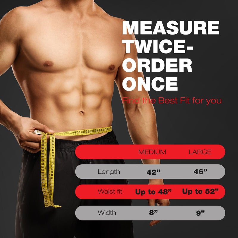 ActiveGear حزام تقليم الخصر من أكتيف جير لدعم البطن والظهر القطني، كبير: 9" × 46" - أحمر - Image 4