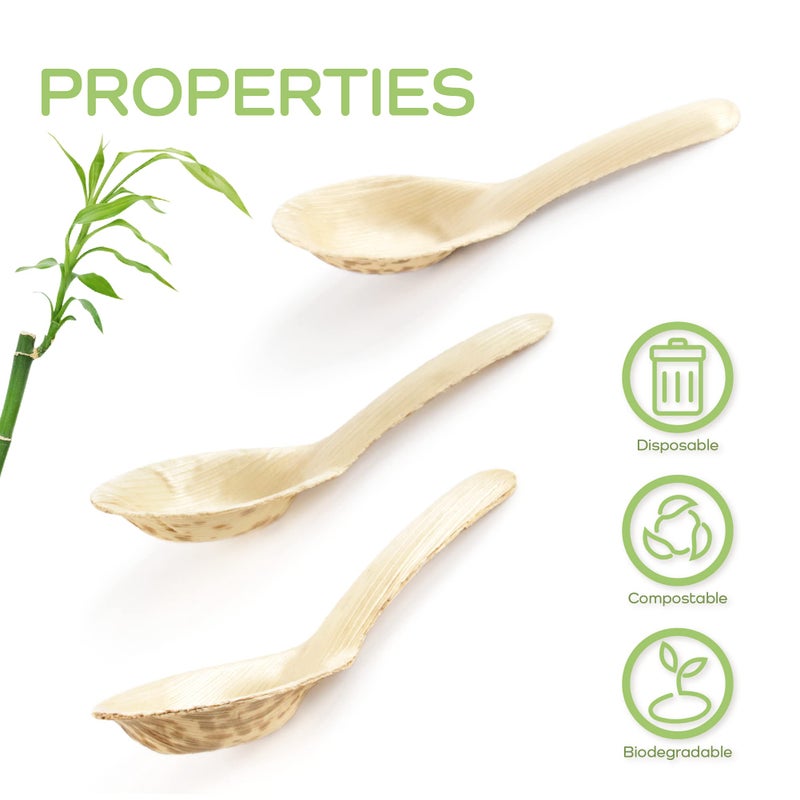 BambooMN 5.1"" Premium Bamboo Leaf Chinese Soup Spoons  All Natural Disposable Compostable for Catering and Home Use  100 Pieces - Image 4