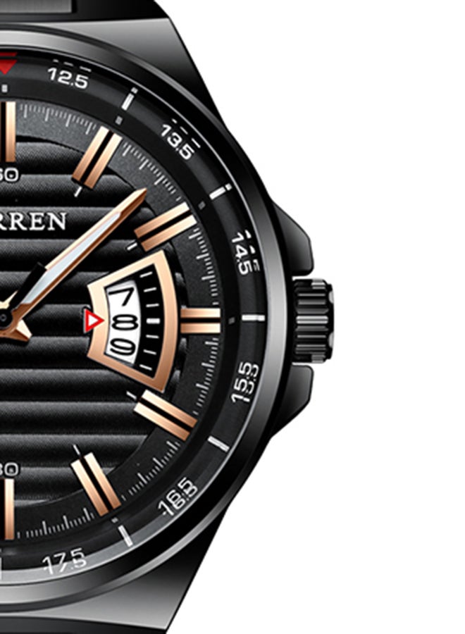 Men's Waterproof Stainless Steel BAnd With CalAnder Quartz Watch 8375 - 45 mm - Black - Image 5