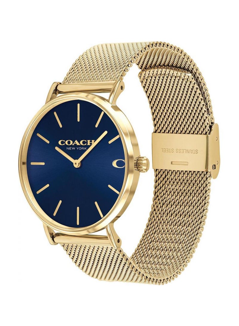 COACH Men’s Quartz Gold Stainless Steel Blue Dial 41mm Watch 14602551 - Image 2