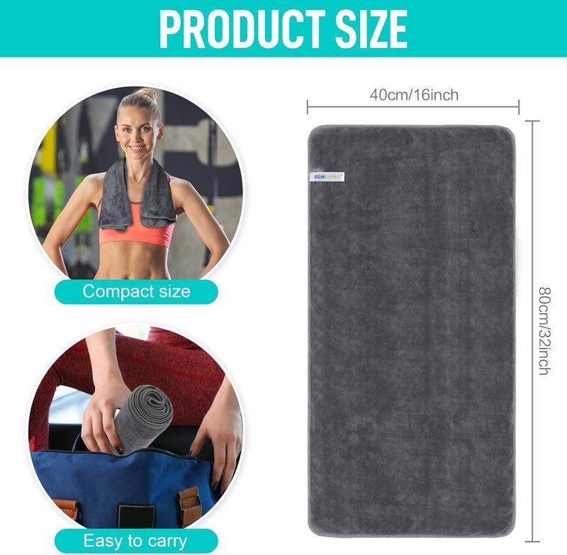 Sinland Microfiber Gym Towels Sports Fitness Workout Sweat Towel Super Soft and Absorbent 3 Pack 16 Inch X 32 Inch - Image 2