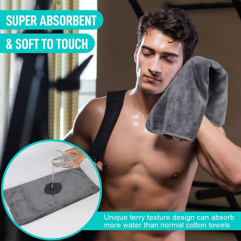 Sinland Microfiber Gym Towels Sports Fitness Workout Sweat Towel Super Soft and Absorbent 3 Pack 16 Inch X 32 Inch - Image 4