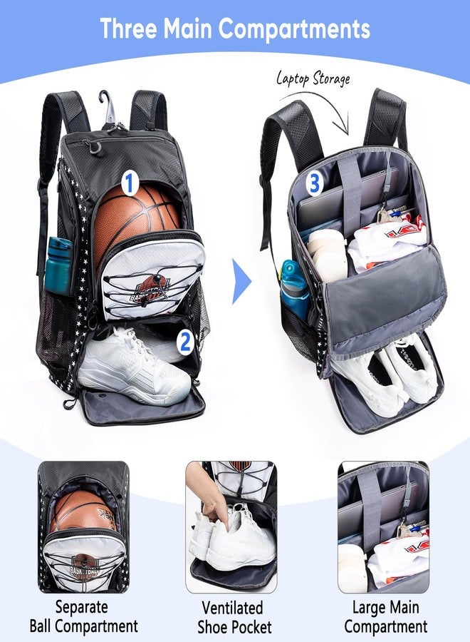 VIGEGARI Basketball Bag Backpack with Ball Compartment & Shoe Pocket - Gym Bag for Basketball, Soccer, Football, Volleyball - Large Capacity Athletic Backpack for Youth & Adults - Image 3