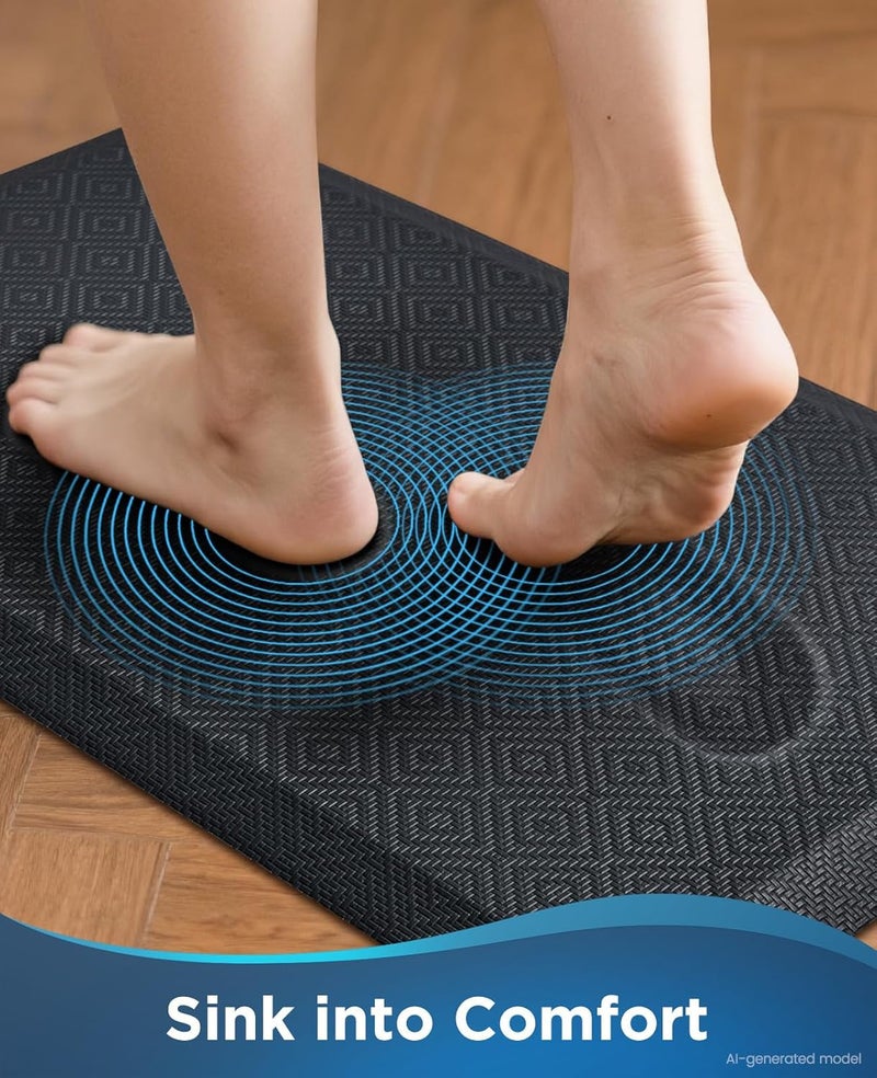 Ophanie Kitchen Mats for Floor,3/4 inch Thick,20x32 Anti Fatigue Cushioned Mat,Kitchen Rugs,Waterproof,Comfort Ergonomic Standing Mat for Office,Home,Sink with 99+ Pairs of Anti-Slip Bottom Ridges - Image 2