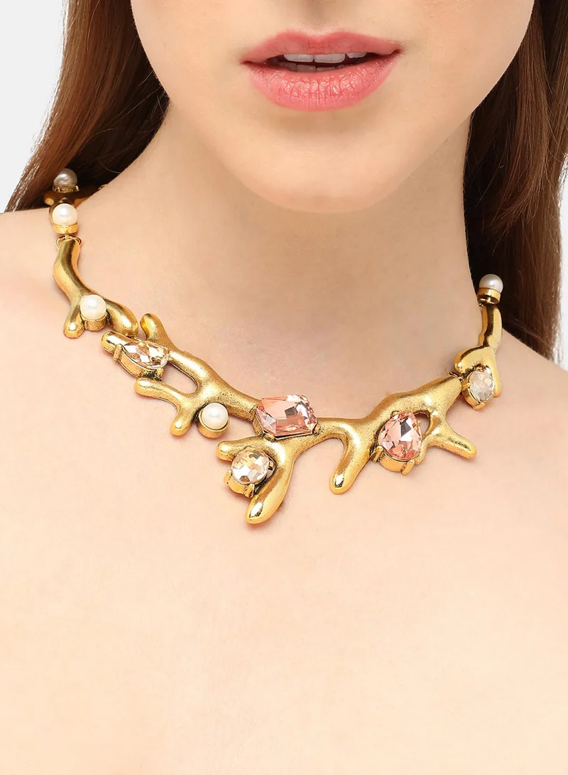 سوهي قلادة مطلية بالذهب مصممة للحفلات من الحجر