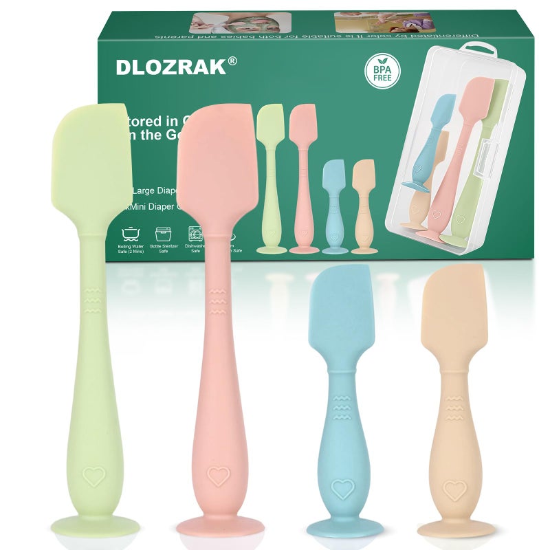 dlozrak 4-Pack Diaper Cream Spatula with Travel Case, Soft Baby Butt Spatula â€“ Silicone Butt Paste Spatula, Convenient Diaper Spatula, Ideal Baby Shower Gift - Image 1