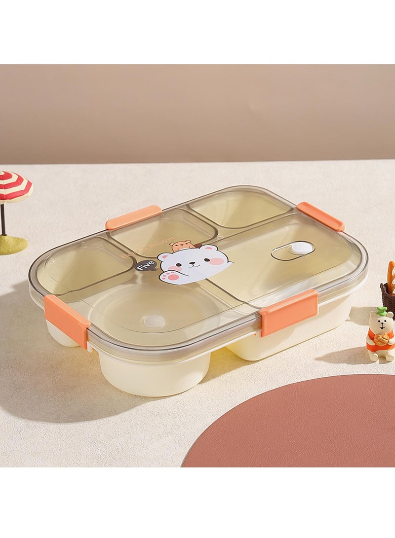 TYCOM Lunch Box for Kid Bento Box Children School Children's Lunch Box with Compartments Leak-proof Lunch Box for Girls and Boys Snack Box Bear Orange. - Image 2