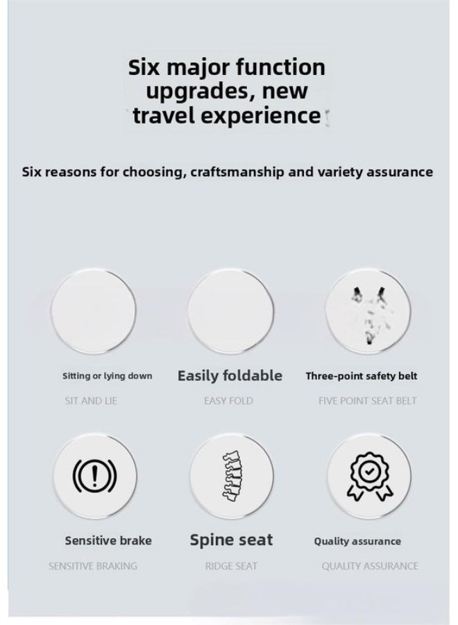 ORiTi Baby Stroller With Foldable Four Wheeled Walking Tool For Babies, Suitable For Sitting Or Lying Down Black Panda - Image 5