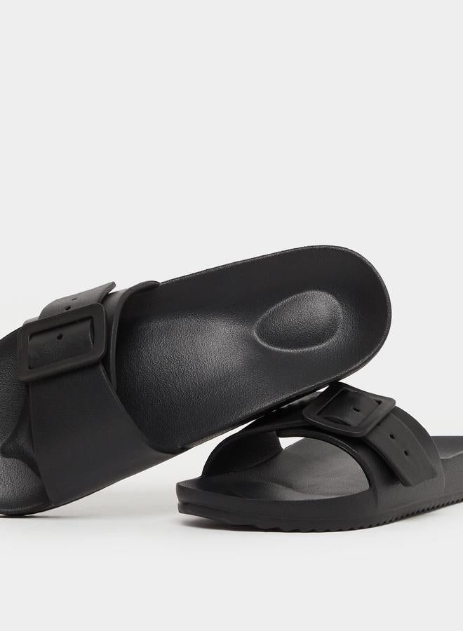 Take Two Solid Buckle Detail Slip-On Slipper - Image 3