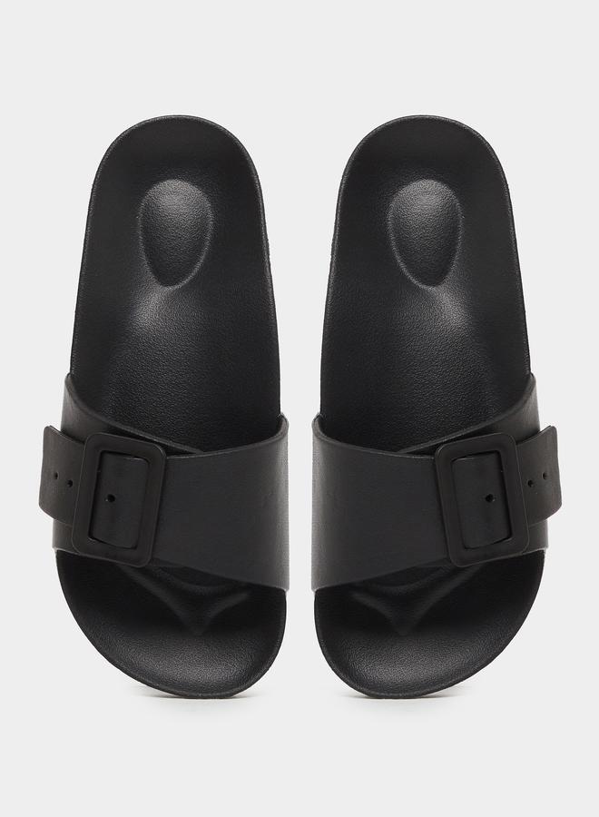 Take Two Solid Buckle Detail Slip-On Slipper - Image 5