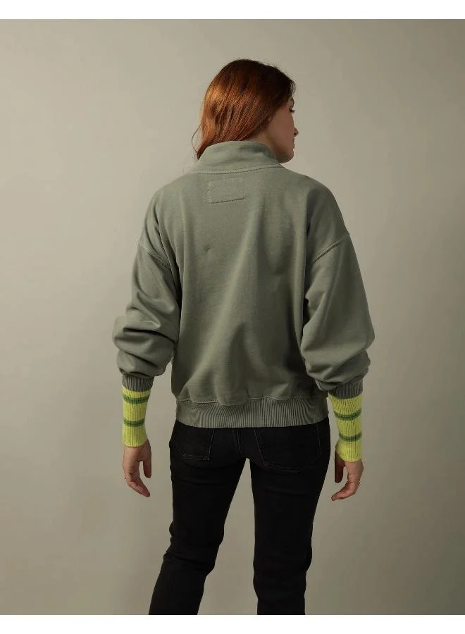 American Eagle AE Graphic Mock Neck Sweatshirt
