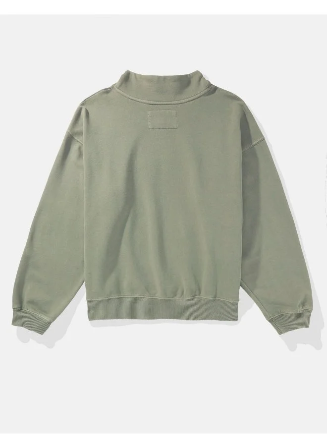 American Eagle AE Graphic Mock Neck Sweatshirt