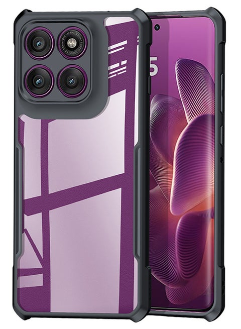 For Motorola Edge 60 Pro Case, Camera Lens Protection Back Cover, TPU+PC Shockproof Bumper Mobile Phone Case, Anti-Yellowing Slim Fit Protective Casing
