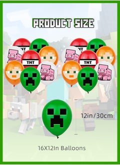 Polish'D 42 Pieces Minecraft Theme Birthday Decorations for Children's Birthday Supplies, Party Decorations Set for Girls Women Men Kids Baby  - Image 4