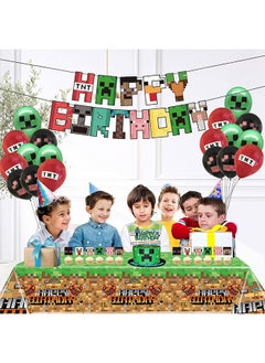Polish'D 42 Pieces Minecraft Theme Birthday Decorations for Children's Birthday Supplies, Party Decorations Set for Girls Women Men Kids Baby  - Image 5