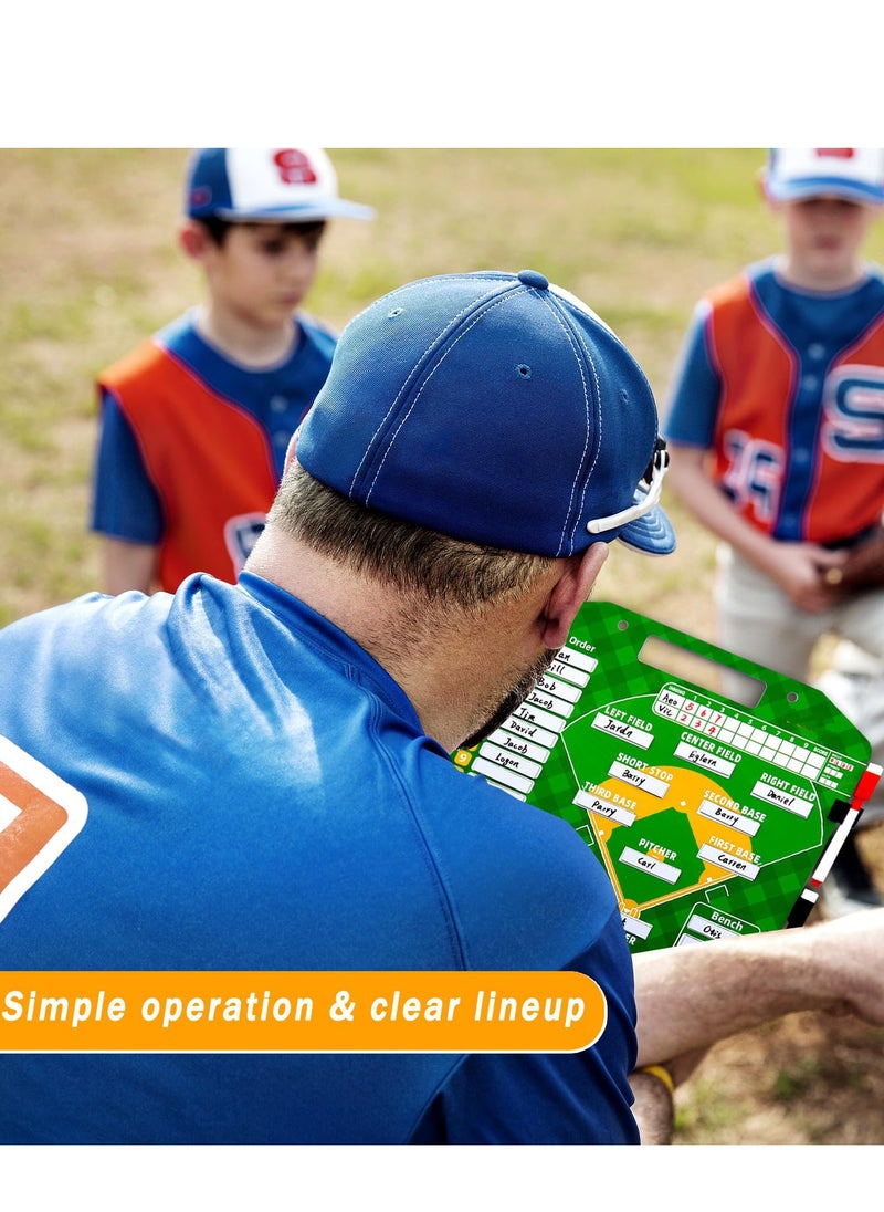 Excefore - Magnetic Baseball Coach Clipboard Magnetic Baseball Lineup Board for Dugout Premium Tactical with 30 Baseball Lineup Cards and Marker Boards Dugout Display Softball Coaching Accessories Green - Image 1