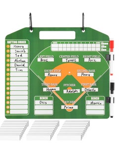 Magnetic Baseball Coach Clipboard Magnetic Baseball Lineup Board for Dugout Premium Tactical with 30 Baseball Lineup Cards and Marker Boards Dugout Display Softball Coaching Accessories Green