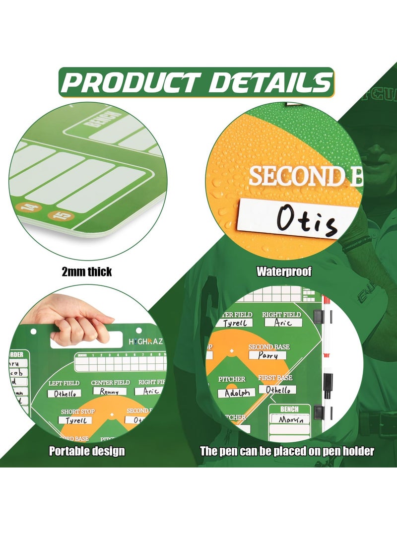 Excefore - Magnetic Baseball Coach Clipboard Magnetic Baseball Lineup Board for Dugout Premium Tactical with 30 Baseball Lineup Cards and Marker Boards Dugout Display Softball Coaching Accessories Green - Image 1