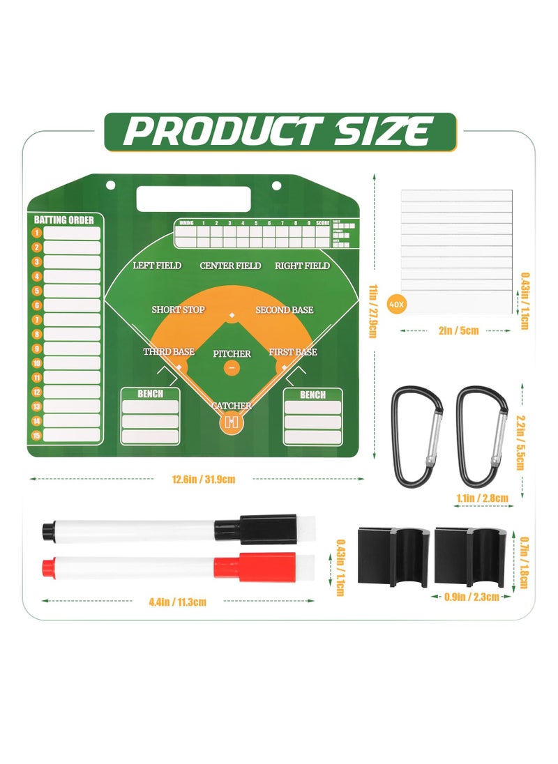 Excefore - Magnetic Baseball Coach Clipboard Magnetic Baseball Lineup Board for Dugout Premium Tactical with 30 Baseball Lineup Cards and Marker Boards Dugout Display Softball Coaching Accessories Green - Image 1