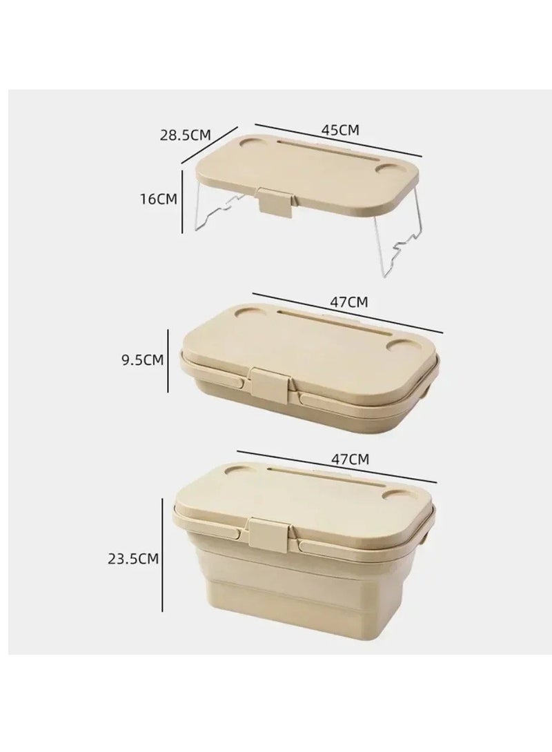 BAIG Picnic Basket, Folding Outdoor Camping Storage Box, Covered Fruit Hand-held Basket, Car Trunk Storage Basket  - Image 2