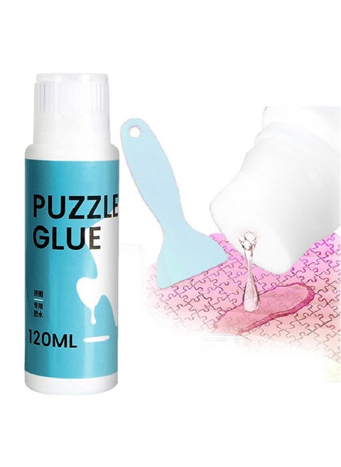 Puzzle Glue,with Sponge Head, Jigsaw Puzzle Glue for Kids, Puzzle Glue Clear With Scraper, Water-Soluble Special Craft Puzzle Glue, Puzzle Saver for 1000/1500/3000 Pieces of Puzzle 120ML