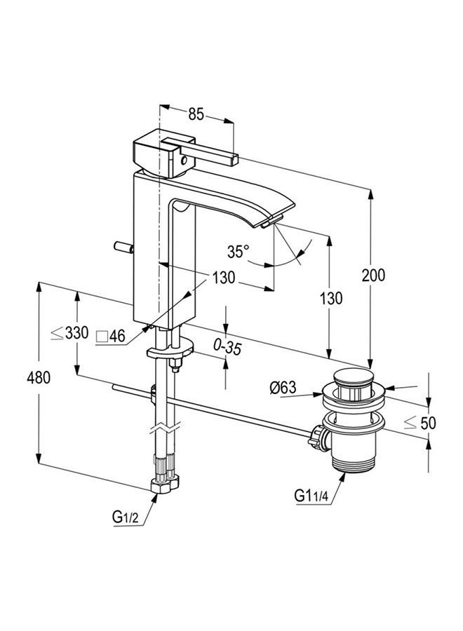 KLUDI Project Single-lever Basin Mixer On The Floor And Overflow Gold RAK-14060 - Image 2