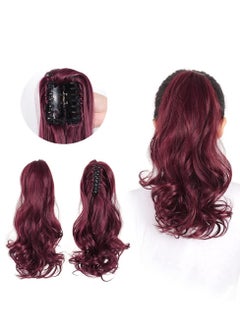 Women's big wave ponytail wig, grab clip ponytail long curly hair with tiger clip Synthetic heat-resistant twisted pull cord curly wave hair extensions (55 cm)