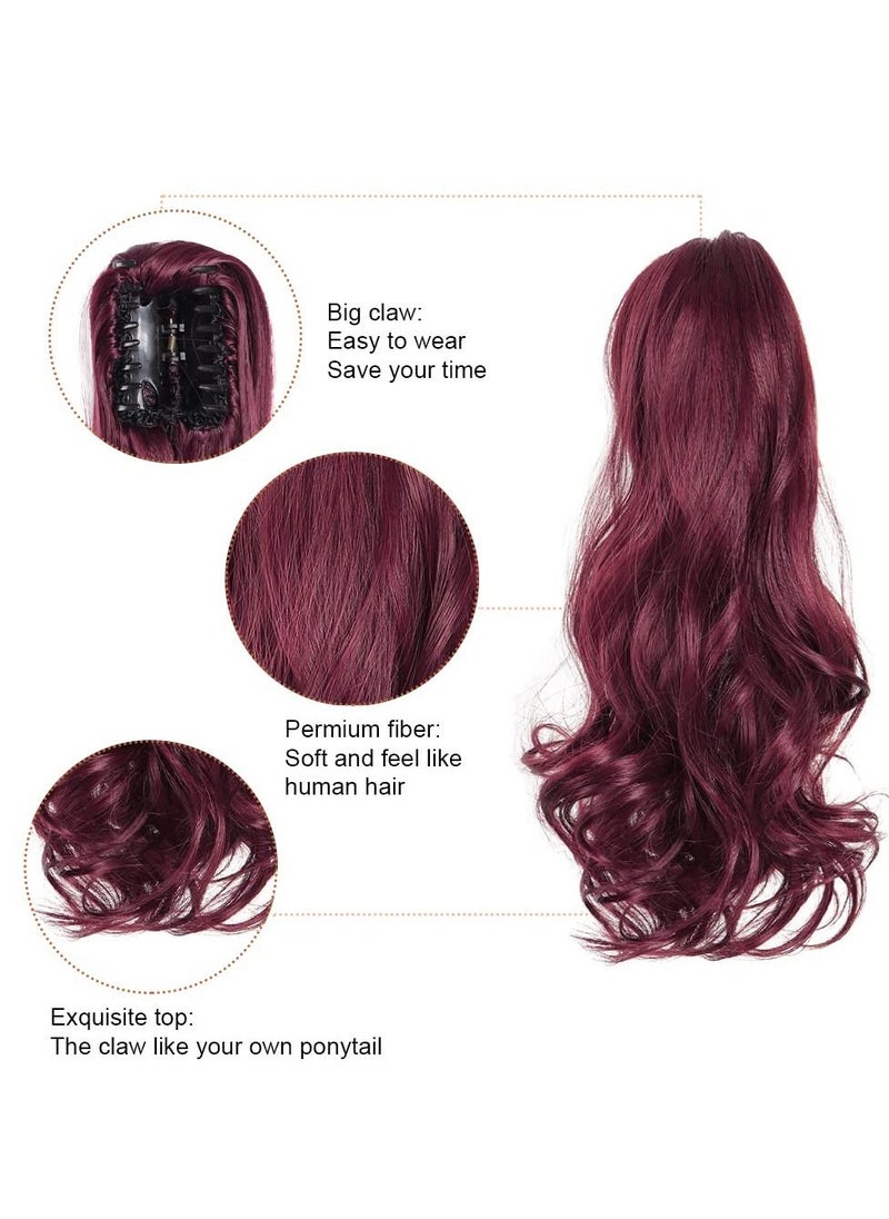 KASTWAVE - Women's big wave ponytail wig, grab clip ponytail long curly hair with tiger clip Synthetic heat-resistant twisted pull cord curly wave hair extensions (55 cm) - Image 1