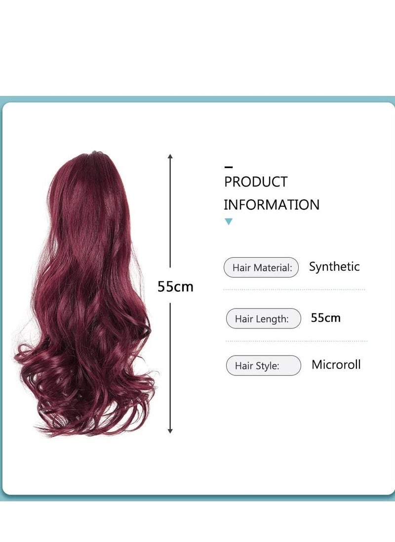 KASTWAVE - Women's big wave ponytail wig, grab clip ponytail long curly hair with tiger clip Synthetic heat-resistant twisted pull cord curly wave hair extensions (55 cm) - Image 1