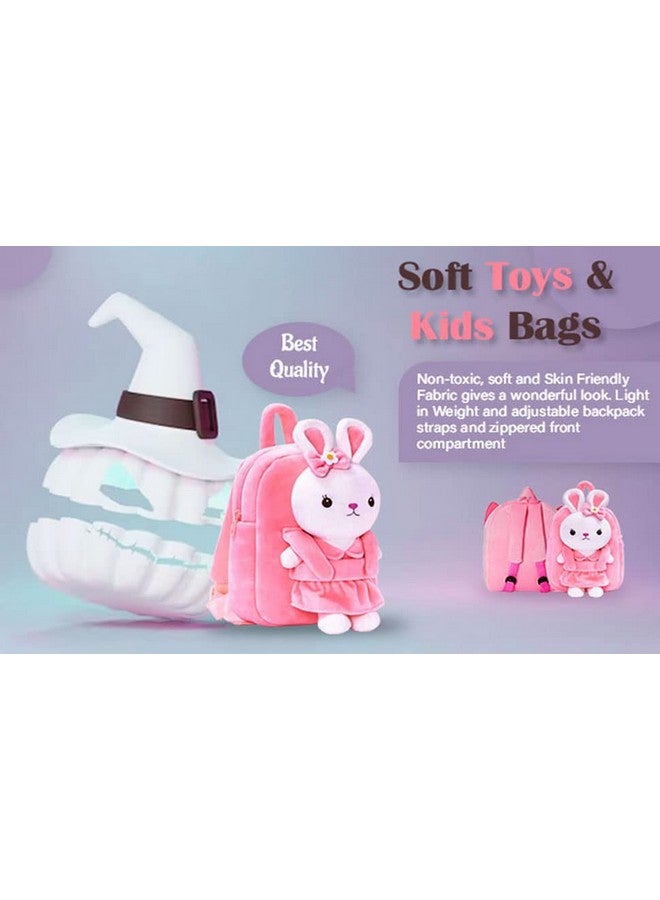 Frantic حقيبة ظهر للأطفال على شكل أرنب وردي ناعم للجسم بالكامل للسفر، حقيبة مدرسية ناعمة من القماش، حقيبة ظهر قياسية بجيب واحد للأولاد والبنات من عمر 2 إلى 5 سنوات، حضانة، روضة أطفال، سعة 10 لترات - Image 5