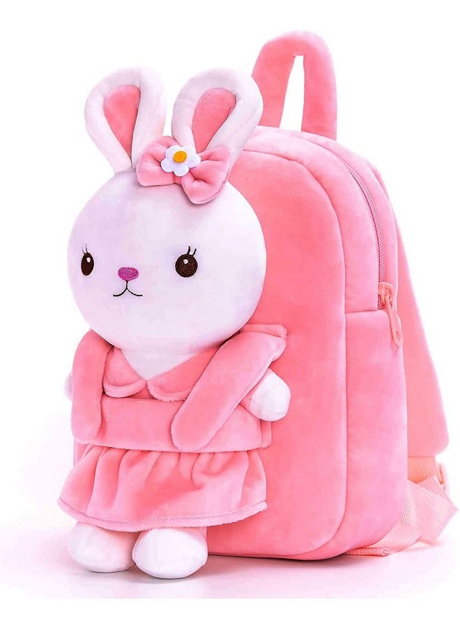 Frantic حقيبة ظهر للأطفال على شكل أرنب وردي ناعم للجسم بالكامل للسفر، حقيبة مدرسية ناعمة من القماش، حقيبة ظهر قياسية بجيب واحد للأولاد والبنات من عمر 2 إلى 5 سنوات، حضانة، روضة أطفال، سعة 10 لترات - Image 2