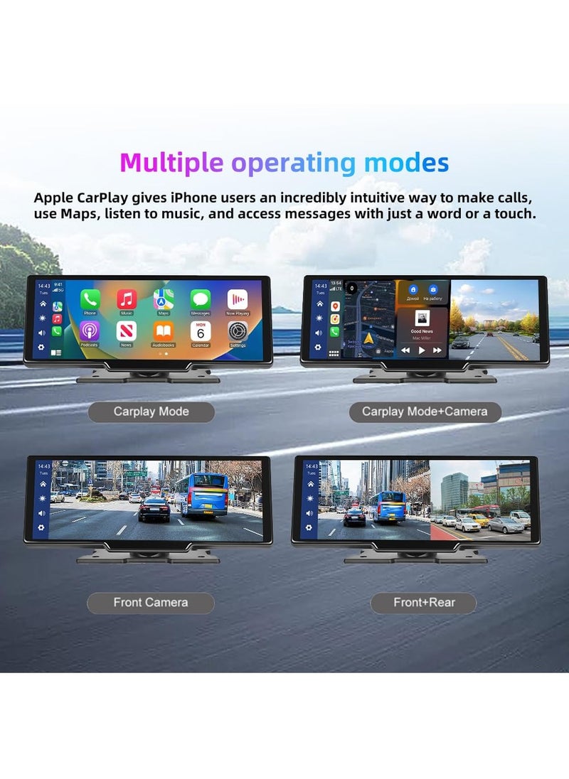 XiuWoo - Wireless Apple CarPlay Android Auto Car Stereo, Portable 10.26 Inch Car Touch Screen, 2.5K Dash Cam 1080p Backup Camera DVR, Drive  Navigation with Mirror Link/Siri/FM/Bluetooth - Image 1