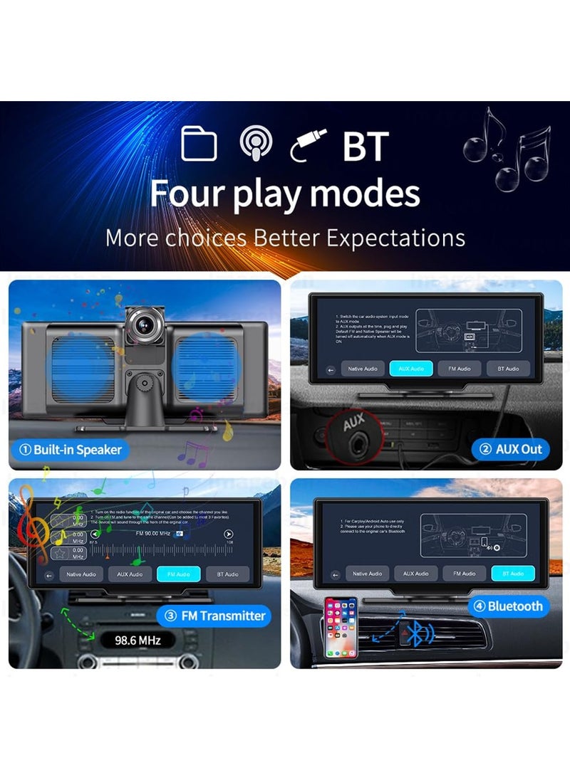XiuWoo - Wireless Apple CarPlay Android Auto Car Stereo, Portable 10.26 Inch Car Touch Screen, 2.5K Dash Cam 1080p Backup Camera DVR, Drive  Navigation with Mirror Link/Siri/FM/Bluetooth - Image 1