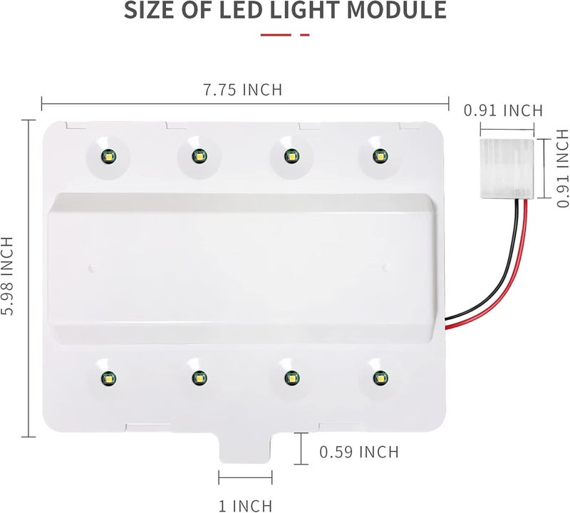 Greatshow W11043011 Refrigerator LED Light Module for Whirlpool Kenmore Maytag Fridge W10866538 AP6047972, PS12070396 - Image 2