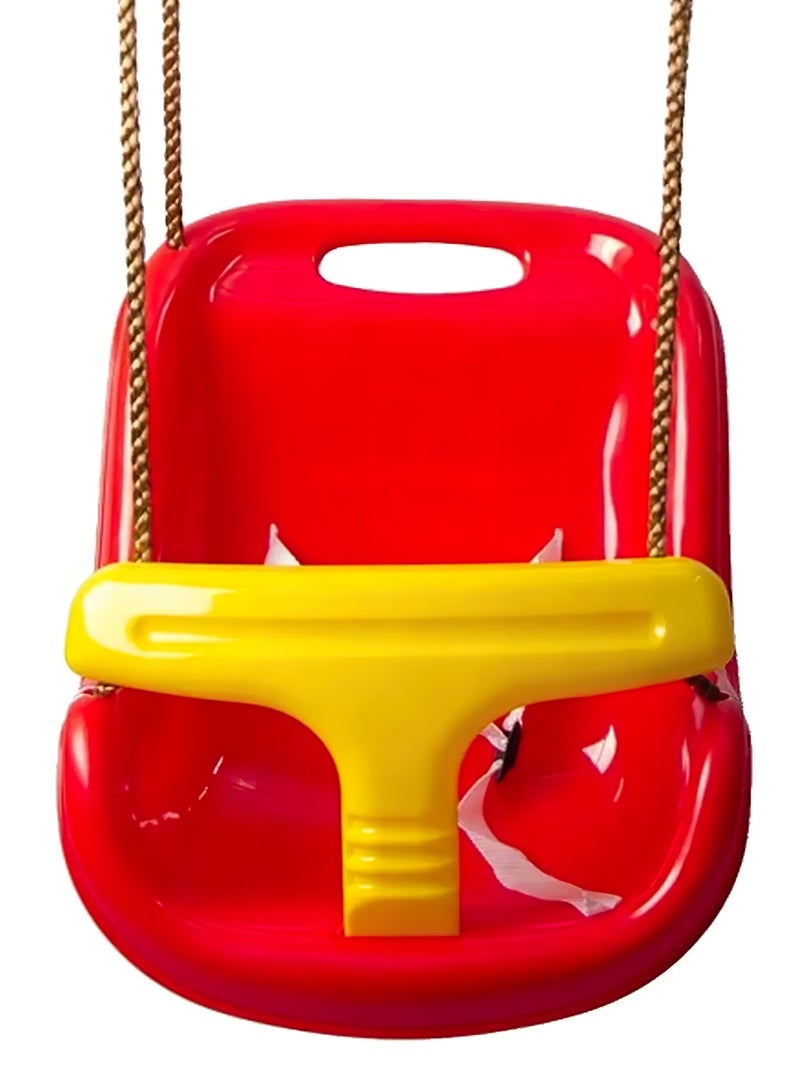 Funz Toddler Swing Set with Frame Indoor & Outdoor Baby Swing with Foldable Metal Stand Kids Swing Set for Backyard, Easy to Assemble & Store, Red - Image 5