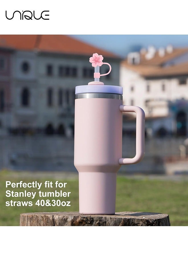 Unique 5 PCS Dustproof Straw Cap, Reusable Silicone Straw Lid Protector,Cartoon Pattern Plugs,for 0.4"/10mm Straw Fitting (Flowers) - Image 5