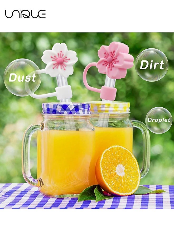 Unique 5 PCS Dustproof Straw Cap, Reusable Silicone Straw Lid Protector,Cartoon Pattern Plugs,for 0.4"/10mm Straw Fitting (Flowers) - Image 3